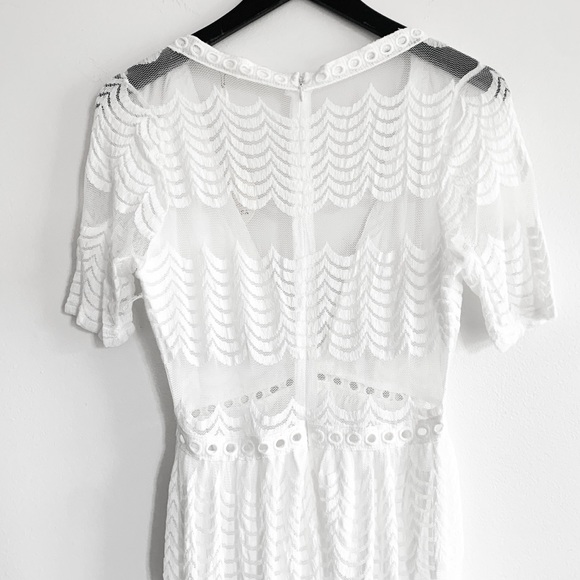 White Lace Overlay Maxi Dress Large New - Picture 10 of 10